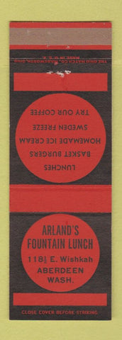 Matchbook Cover - Arland's Fountain Lunch Aberdeen WA
