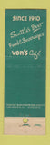 Matchbook Cover - Von's Cafe Seattle WA Crab