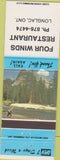 Matchbook Cover - Four Winds Restaurant Longlac ON
