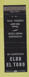 Matchbook Cover - Ed Hancock's Club El Toro Hudson WY