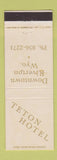 Matchbook Cover - Teton Hotel Riverton WY