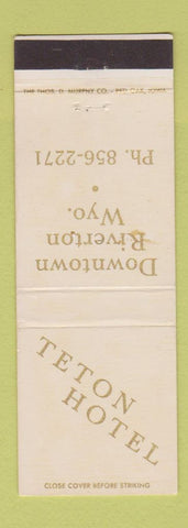 Matchbook Cover - Teton Hotel Riverton WY