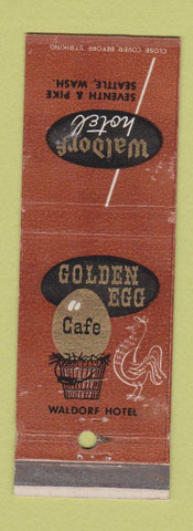 Matchbook Cover - Waldorf Hotel Seattle WA Golden Egg Cafe WEAR