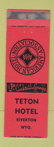 Matchbook Cover - Teton Hotel Riverton WY WEAR RED