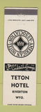Matchbook Cover - Teton Hotel Riverton WY WHITE
