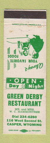 Matchbook Cover - Green Derby Restaurant Casper WY WEAR