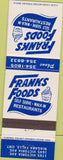 Matchbook Cover - Franks Foods Niagara Falls ON