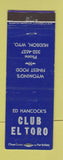 Matchbook Cover - Ed Hancock's Club El Toro Hudson WY