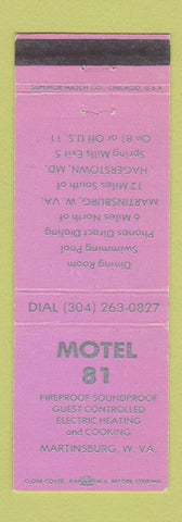 Matchbook Cover - Motel 81 Martinsburg WV