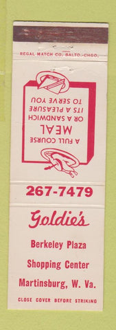 Matchbook Cover - Goldie's Restaurant Martinsburg WV
