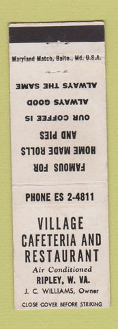 Matchbook Cover - Village Cafeteria Restaurant Ripley WV WEAR
