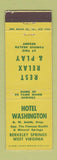 Matchbook Cover - Hotel Washington Berkeley Springs WV