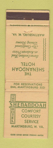 Matchbook Cover - Shenandoah Hotel Martinsburg WV
