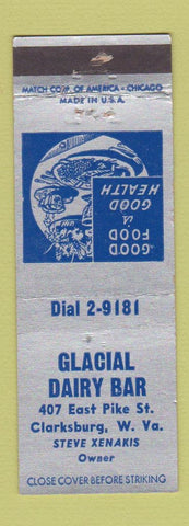Matchbook Cover - Glacial Dairy Bar Clarksburg WV