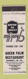 Matchbook Cover - Green Palm Restaurant Romney WV