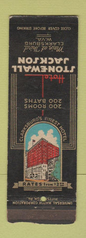 Matchbook Cover - Hotel Stonewall Jackson Clarksburg WV WEAR