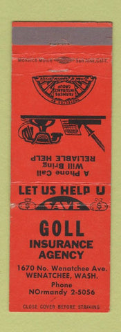 Matchbook Cover - Goll Insurance Agency Wenatchee WA Farmers Group