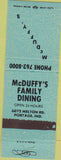 Matchbook Cover - McDuffy's Family Restaurant Portage IN