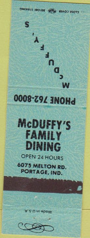 Matchbook Cover - McDuffy's Family Restaurant Portage IN