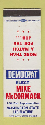 Matchbook Cover - Mike McCormack Election Legislature WA Washington