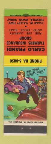 Matchbook Cover - Carlo Prandi Insurance Farmers Group Tukwila WA