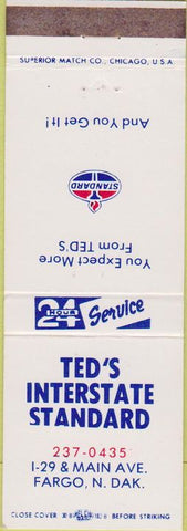 Matchbook Cover - Ted's Standard oil gas Fargo ND