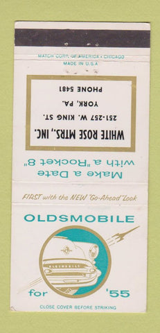 Matchbook Cover - 1955 Oldsmobile White Rose York PA 30 Strike