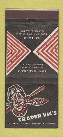 Matchbook Cover - Trader Vic's Tiki San Francisco Oakland CA 30 Stick