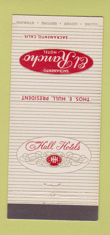 Matchbook Cover - El Rancho Hotel Sacramento CA 30 Stick