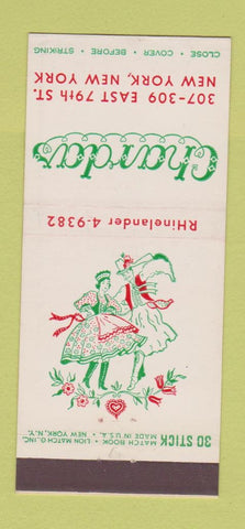 Matchbook Cover - Chardas New York City Hungarian 30 Stick