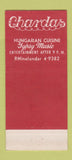 Matchbook Cover - Chardas New York City Hungarian 30 Stick