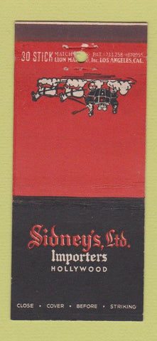Matchbook Cover - Sidney's Importers Hollywood CA 30 Stick