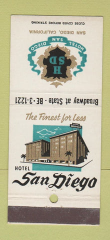 Matchbook Cover - Hotel San Diego CA 30 Stick