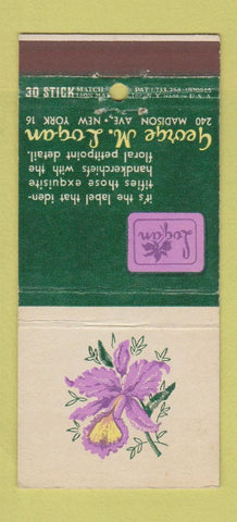 Matchbook Cover - George Loban Hankerchiefs New York City orchid 30 Stick