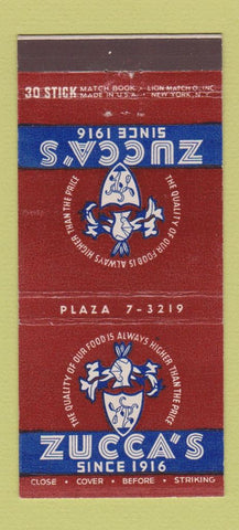 Matchbook Cover - Zucca's Restaurant New York City 30 Stick