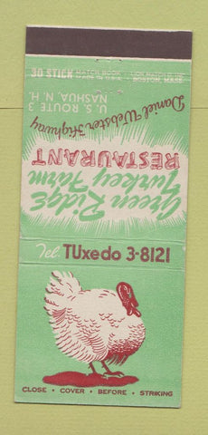 Matchbook Cover - Green Ridge Turkey Farm Nashua NH 30 Stick