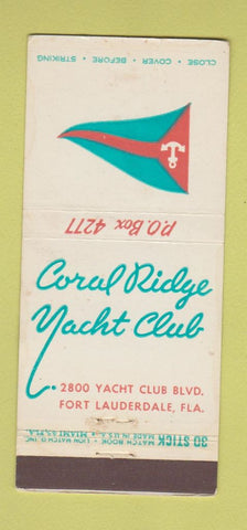 Matchbook Cover - Coral Ridge Yacht Club Fort Lauderdale FL 30 Stick