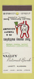Matchbook Cover - Valley NATional Bank Lanett AL rabbit 30 Stick