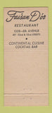 Matchbook Cover - Faisan D'Or Golden Pheasant New York City 30 Stick