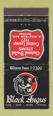 Matchbook Cover - Black Angus Restaurant Chicago IL 30 Stick