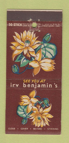 Matchbook Cover - Irv Benjamin's Restaurant Chicago IL 30 Stick