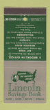 Matchbook Cover - Lincoln Savings Bank Brooklyn NY 30 Stick