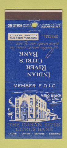 Matchbook Cover - Indian River Citrus Bank Vero Beach FL 30 Stick