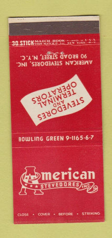 Matchbook Cover - American Stevedores Inc New York City Cargo WEAR 30 Stick