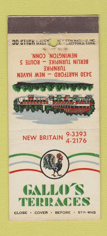 Matchbook Cover - Gallo's Terraces Newington CT 30 Stick