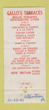 Matchbook Cover - Gallo's Terraces Newington CT 30 Stick