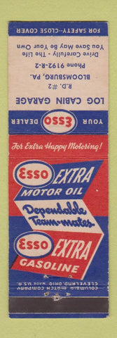 Matchbook Cover - Esso oil gas Log Cabin Garage Bloomsburg PA