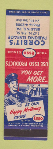 Matchbook Cover - Esso oil gas Corbit's Reading PA