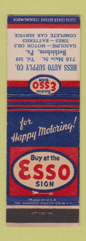 Matchbook Cover - Esso oil gas Hess Supply Bethlehem PA