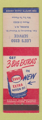 Matchbook Cover - Esso oil gas Lee's Elmira NY